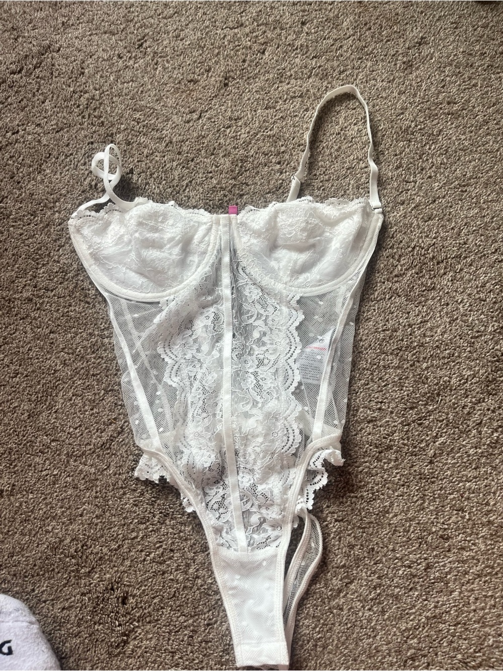 Edikted White Sheer Polka Dot Mesh Bralette